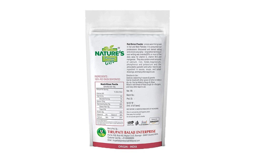 Nature's Gift Red Onion Powder    Pack  100 grams